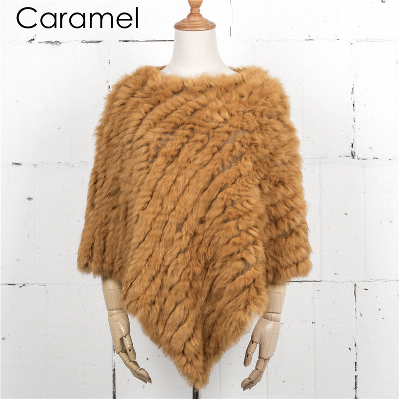 Femmes tricot fourrure de lapin châle Poncho Cape Robe Tippet Wrap femme fille manteau Jakcet CK701: Rose