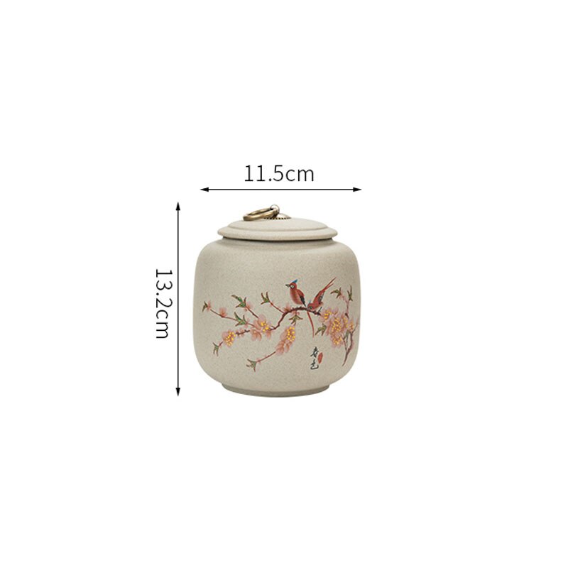 Retro Ceramic Tea Canister Rough Pottery Craft Hermetic Tea Cans Living Room Desktop Teas Can with Lid Home Decoration
