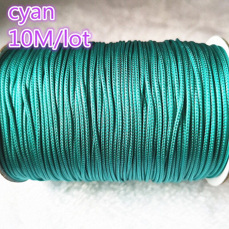 10M Durchmesser 1,0mm Gewachste Baumwolle Schnur Gewachst Gewinde Schnur String Strap Halskette Seil Bead Für Schmuck Machen DIY armband: 13cyan