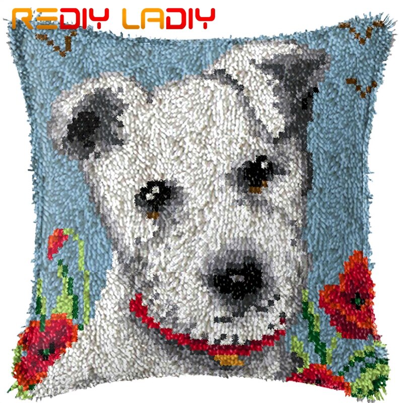 Latch Hook Kit Make Your Own Cushion King of Tiger Pre-Printed Canvas Crochet Pillow Case Latch Hook Cushion Front Hobby &amp; Craft: BZ738