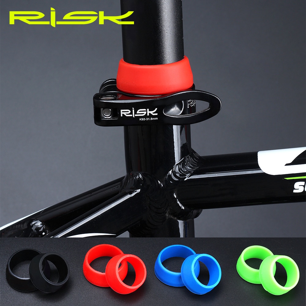 RISK-tija de sillín de bicicleta de montaña y carretera, Protector de goma, cubierta de silicona antipolvo, resistente al agua, 2 unidades