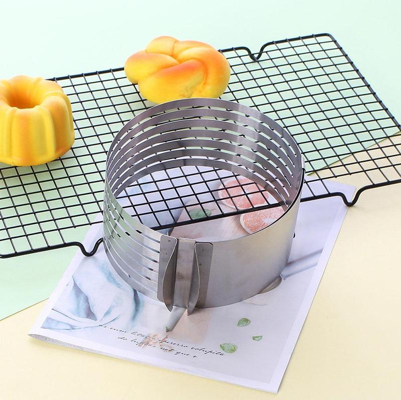 Rvs Verstelbare Ronde Brood Cake Cutter Mousse Ring Decoratie Slicer Cake Fondant Mold Mould Cake Bakken Cutter D0P2