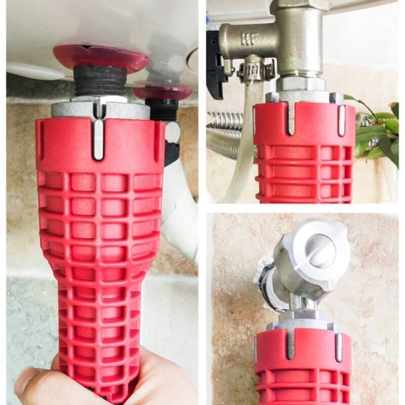 Foldable Water Pipe Wrench Double End Basin Bottom Pliers Sleeve Bathroom Faucet Sink Installation and Maintenance Tool 18 In 1