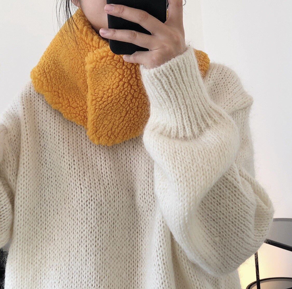 Winter woman warm eco wool scarf: Orange