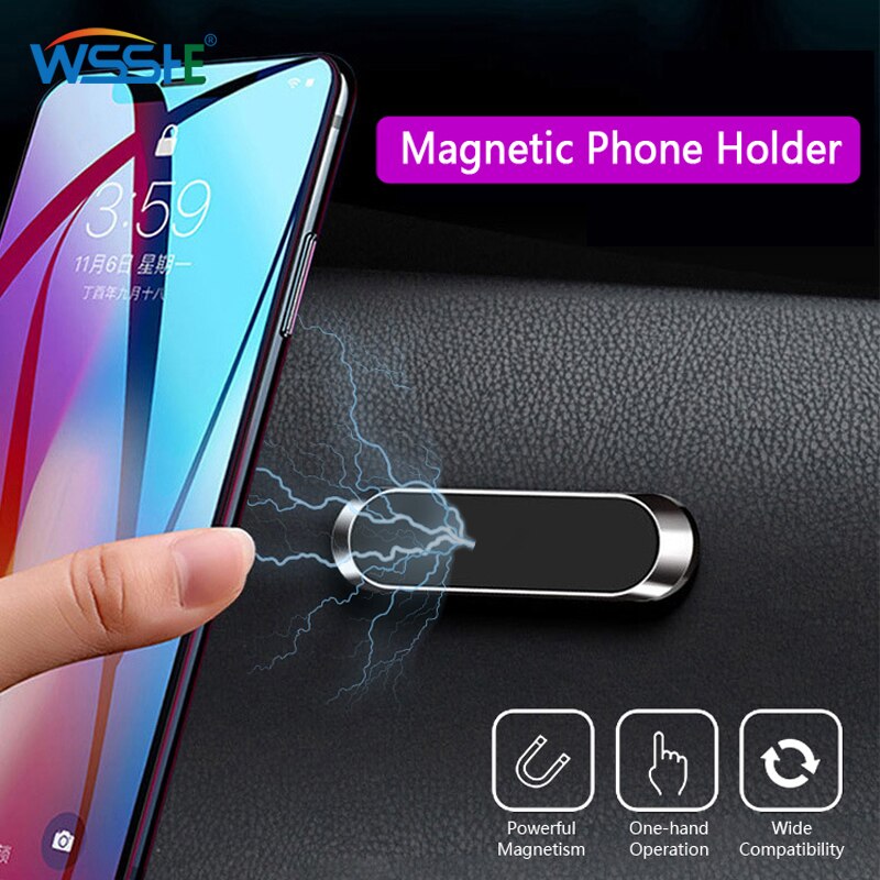 Magnetische Auto Telefoon Houder Dashboard Mini Strip Shape Stand Voor IPhone12 Samsung Xiaomi Muur Metalen Magneet Gps Auto Mount Universele