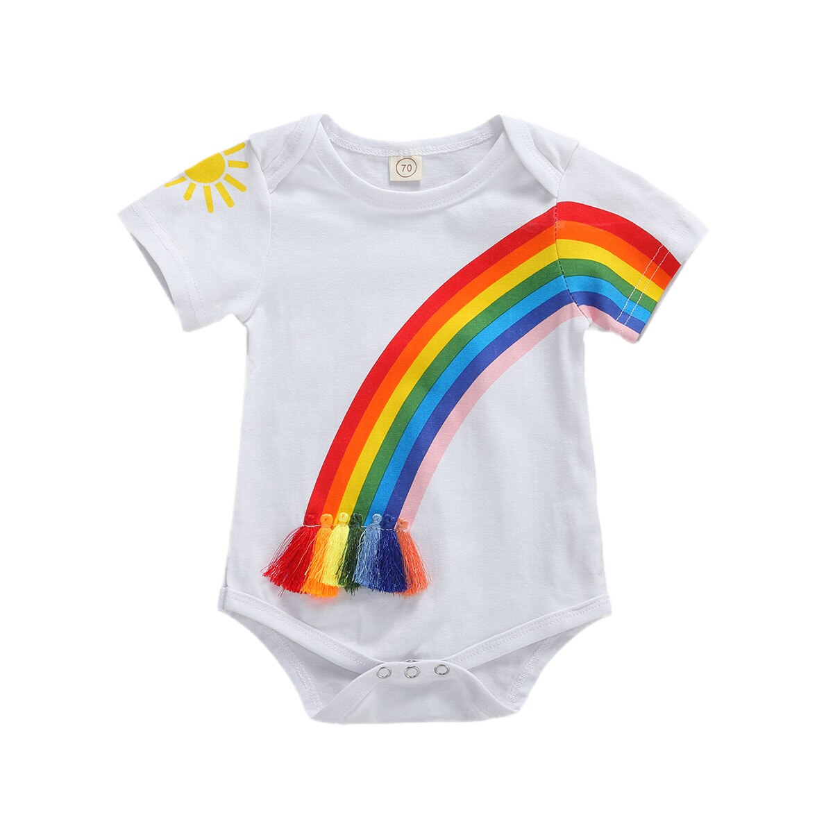 mono de arcoíris para bebé, ropa de verano para bebé, niña, ropa para niño, manga corta, mono bonito colorido, atuendo 0-18M: 3M