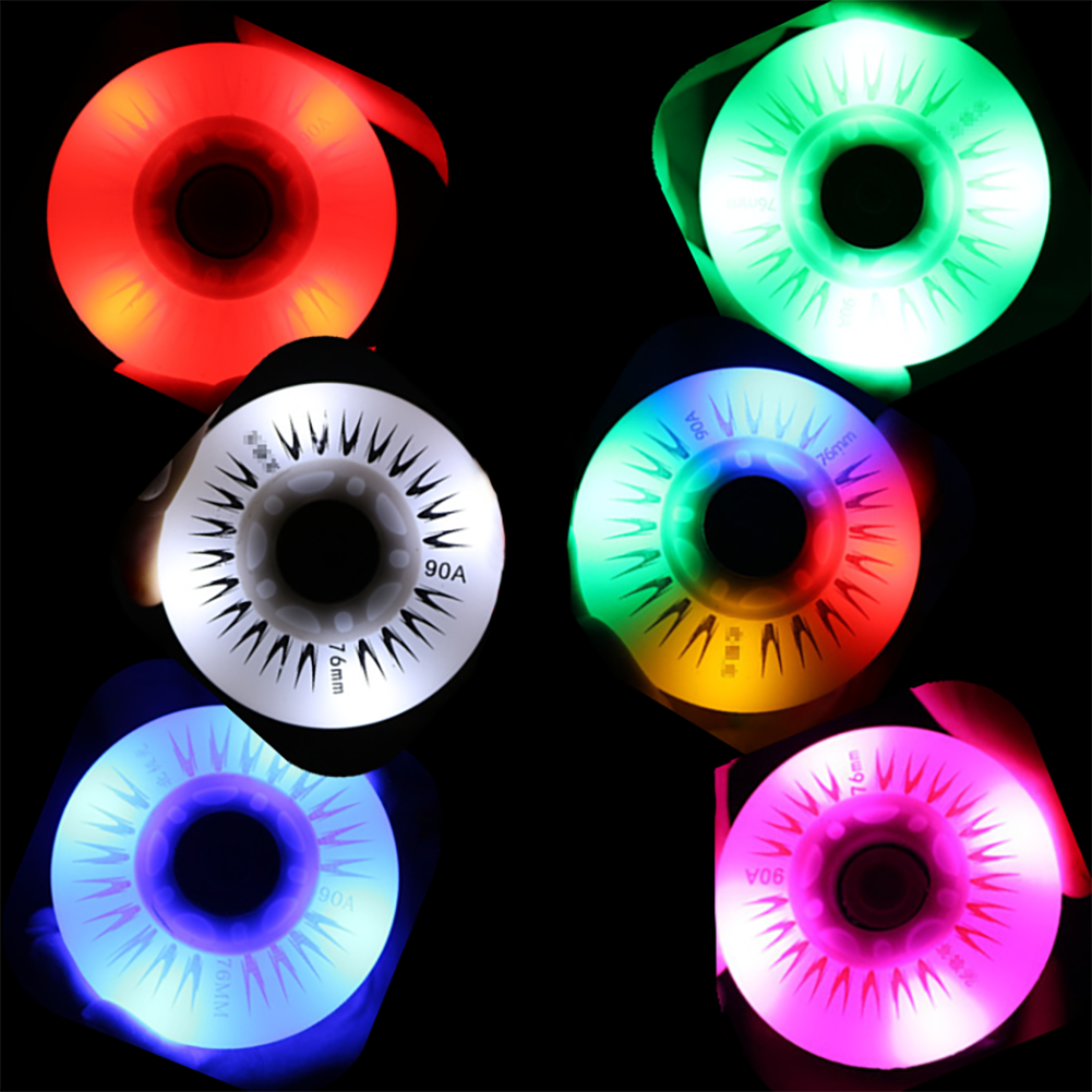 LED Light Skate Wheel Led Inline Sliding Flash PU Roller Skate Wheel 72/76/80mm