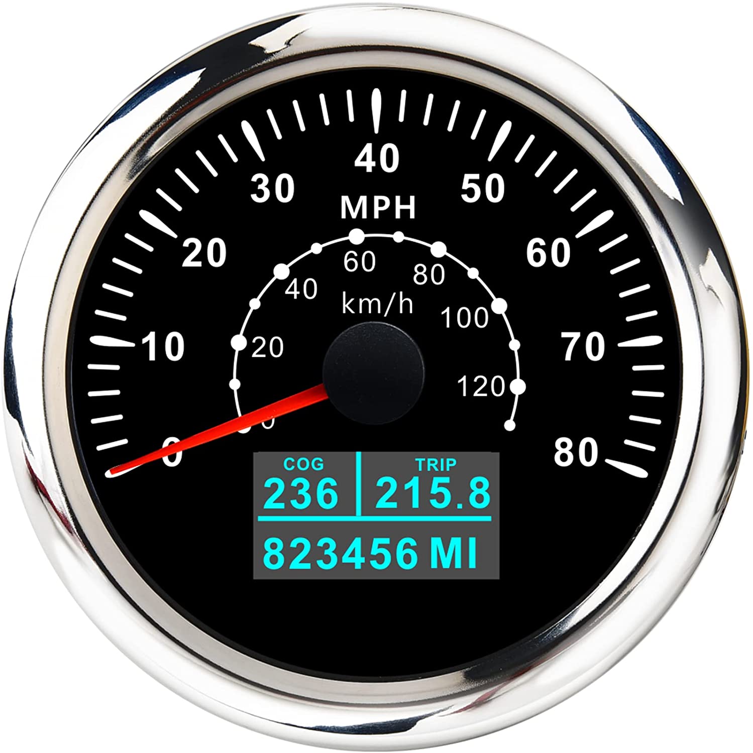 Neue 85mm GPS Tachometer Mit Rot, Grün, Blau, Weiß, Gelb, Cyan, lila Farben Hintergrundbeleuchtung Für Auto Boot Motorrad: 80MBS