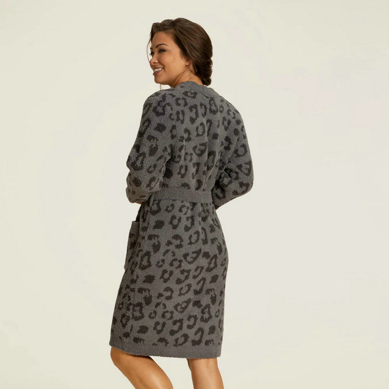 Luipaard Print Fleece Badjas Dekens Super Zachte Winter Dikke Warme Lange Gewaad Thuis Nachtkleding Sofa Wearable Slapen Dekens