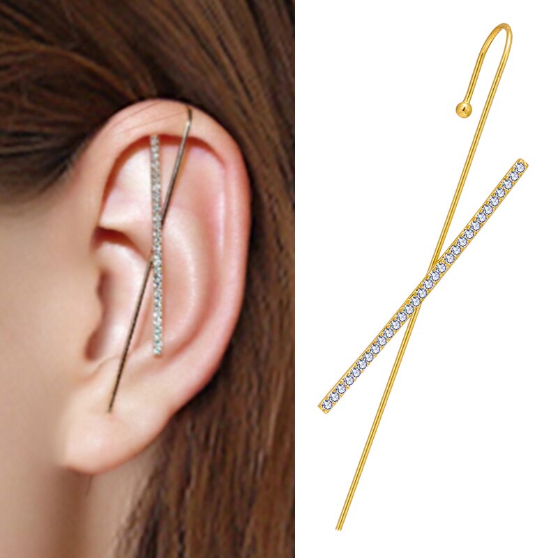 Vkme charm kristal oor klimmer ketting link oorbellen voor dames heren gouden stud manchet oorbellen parel haak oorbel sieraden: 4