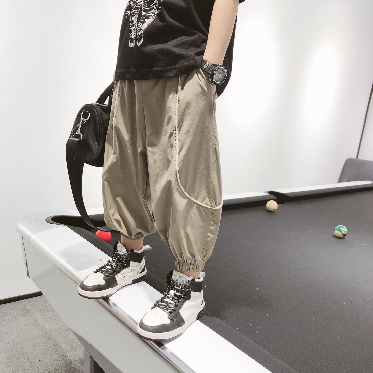 Boys Pants Boy Anti-mosquito Western Style Summer Childrens Trousers Kids Clothing: Khaki / 4T