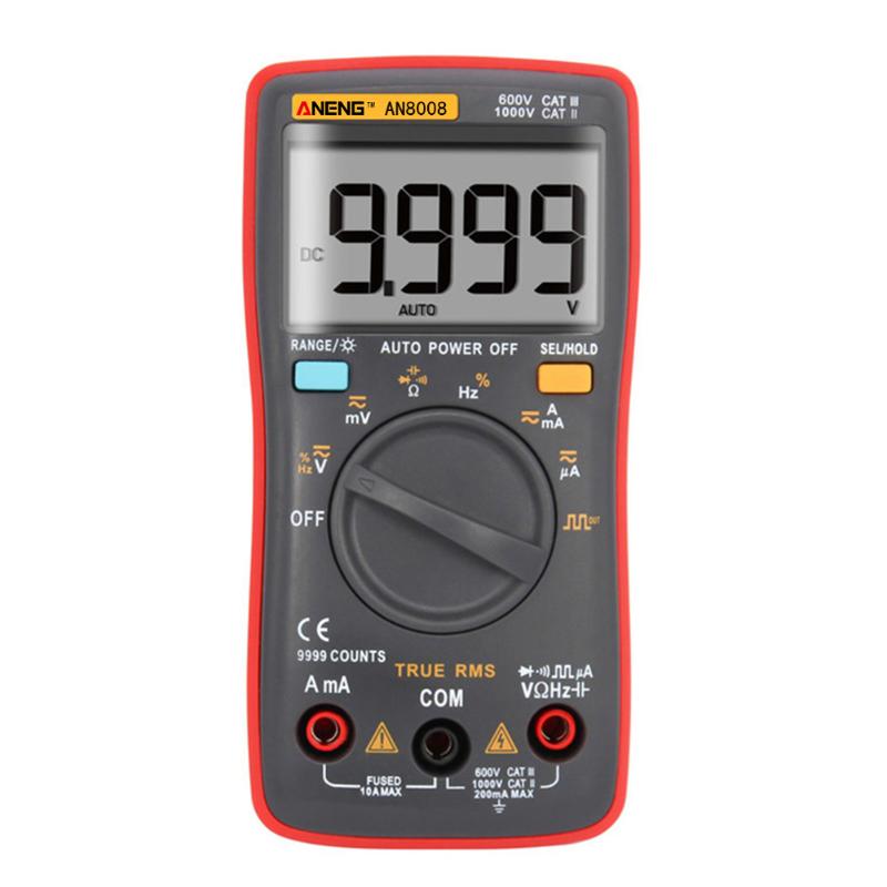 Aneng AN8008 AN8009 Digitale Multimeter Met Achtergrondverlichting 9999 Telt True-Rms Ac Dc Voltage Ammeter Huidige Ohm Tester Auto bereik: AN8008 red