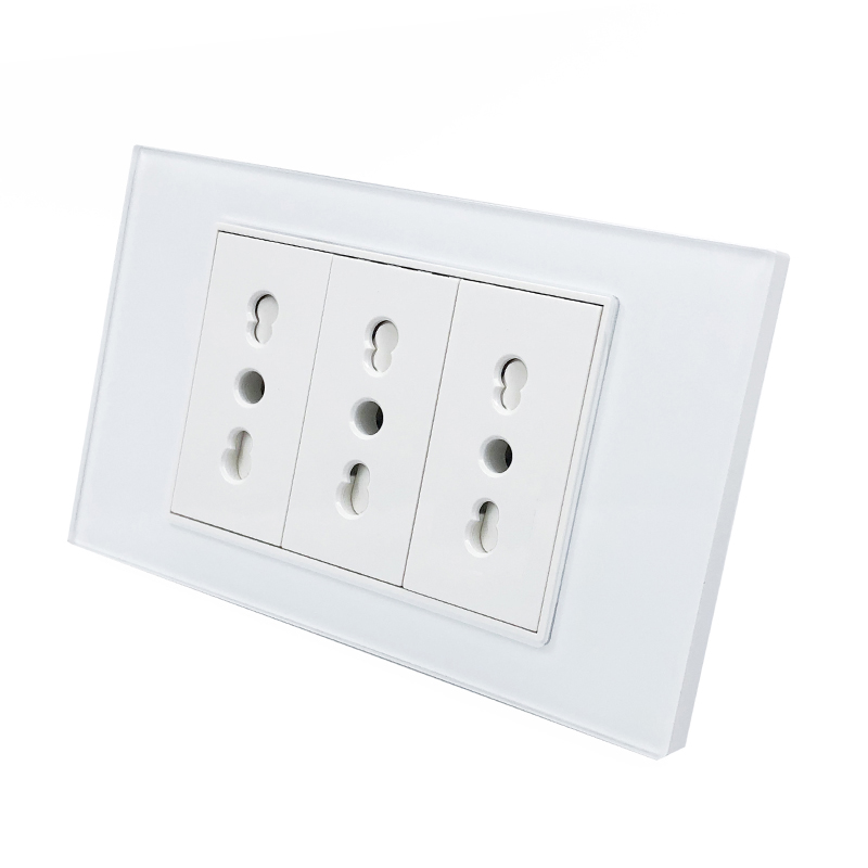 Italy Chile USB socket plug 2100mA fast charging tempered glass panel home power plug 16A 110V-250V wall socket