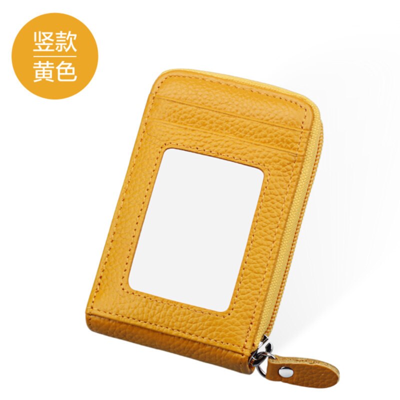 LKEEP-Mini cartera Vintage Unisex para hombre y mujer, monedero, tarjetas, portadores de identificación, PU sólido, billetera de cuero,: Yellow