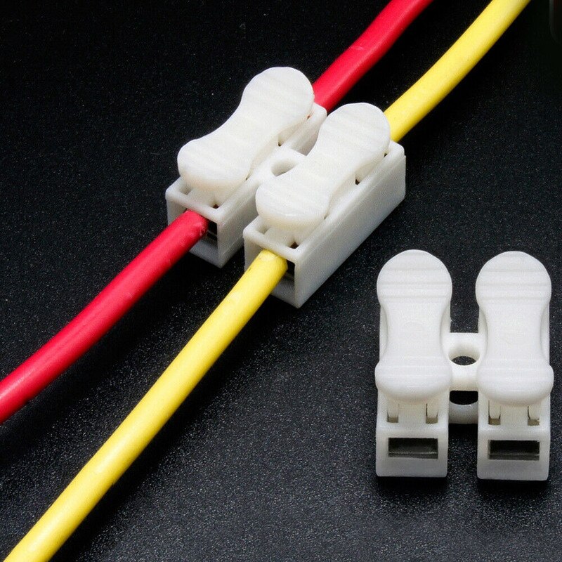 30Pcs Electrical Cable Connectors 2 Pin Quick Splice Lock Wire Terminals Connector White Prevents Wire Shorting Car Accessories