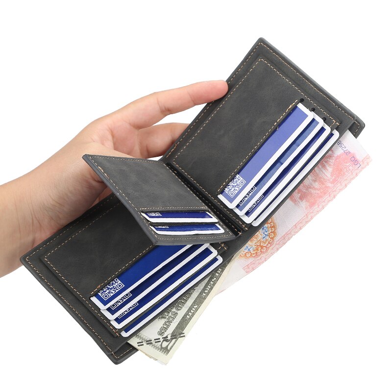 Hommes court sac à main carte mince multi carte portefeuille jeunesse horizontal billet pince