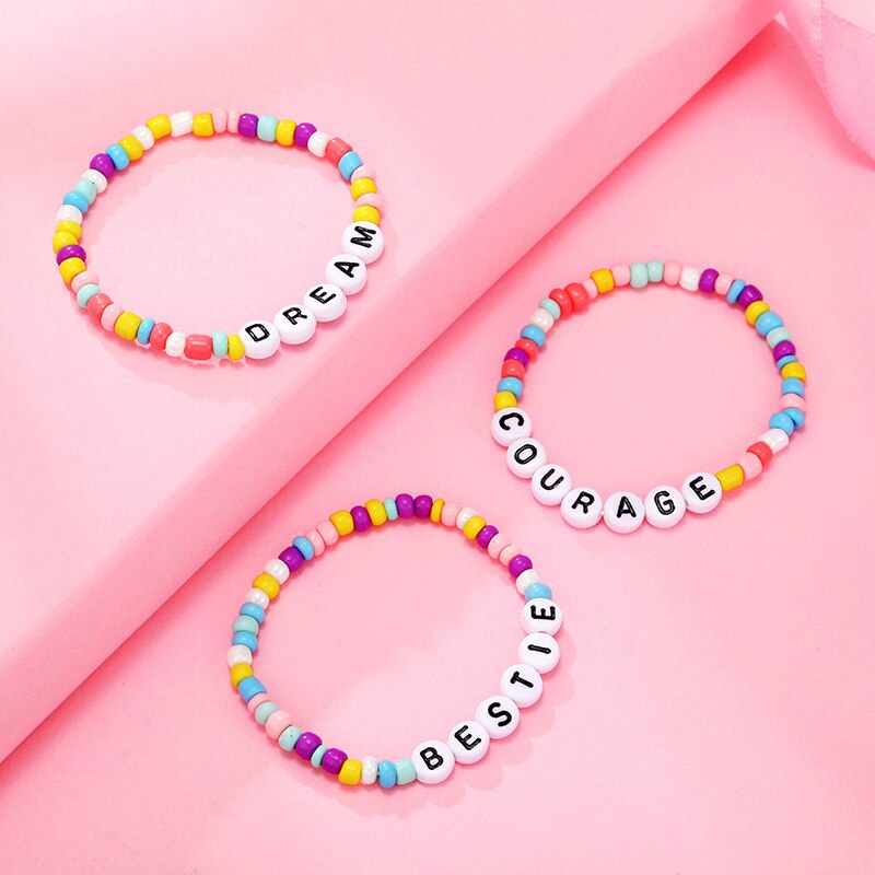 Nette knapp Perlen Armbinde für Baby Mädchen Mehrfarben Worte Perlen Armbinde Süssigkeit Farbe Süße freundlicher Armbinde freundlicher