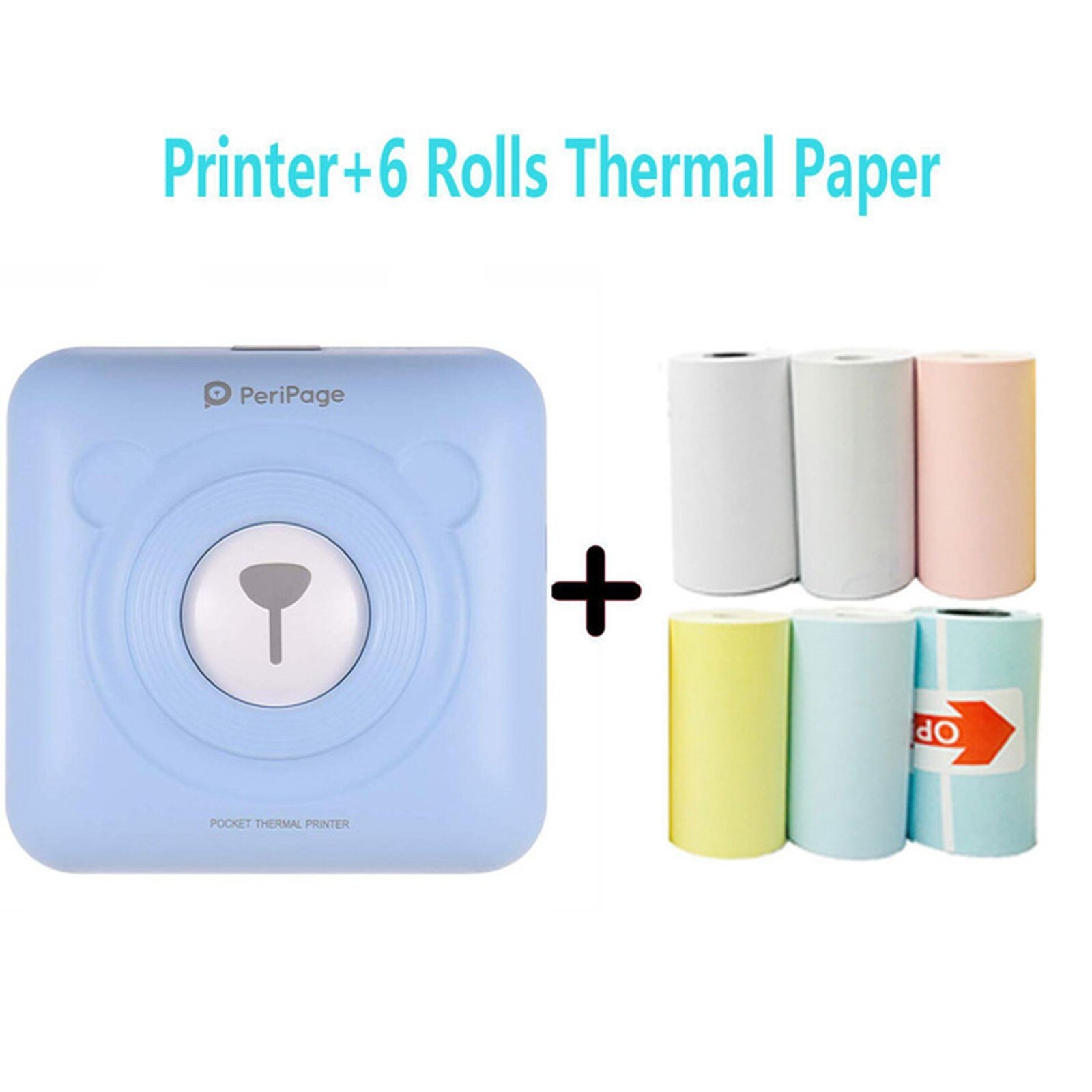 Mini Portable Thermal Printer Photo Pocket Photo Printer Thermal Bluetooth Printer 58mm Mini Wireless POS Image Photo For Phone: Blue