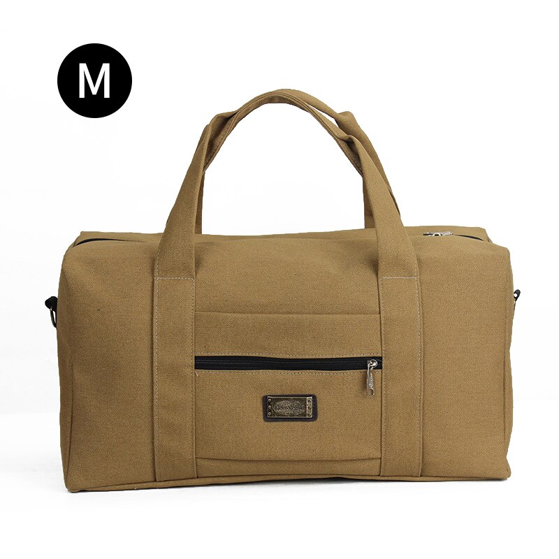 Unisex Zachte Canvas Handtas Reistas Grote Capaciteit Plunjezak Pak Voor Trolley Case Opslag Doek Tool Bagage Tote Bag XA583F: Khaki M