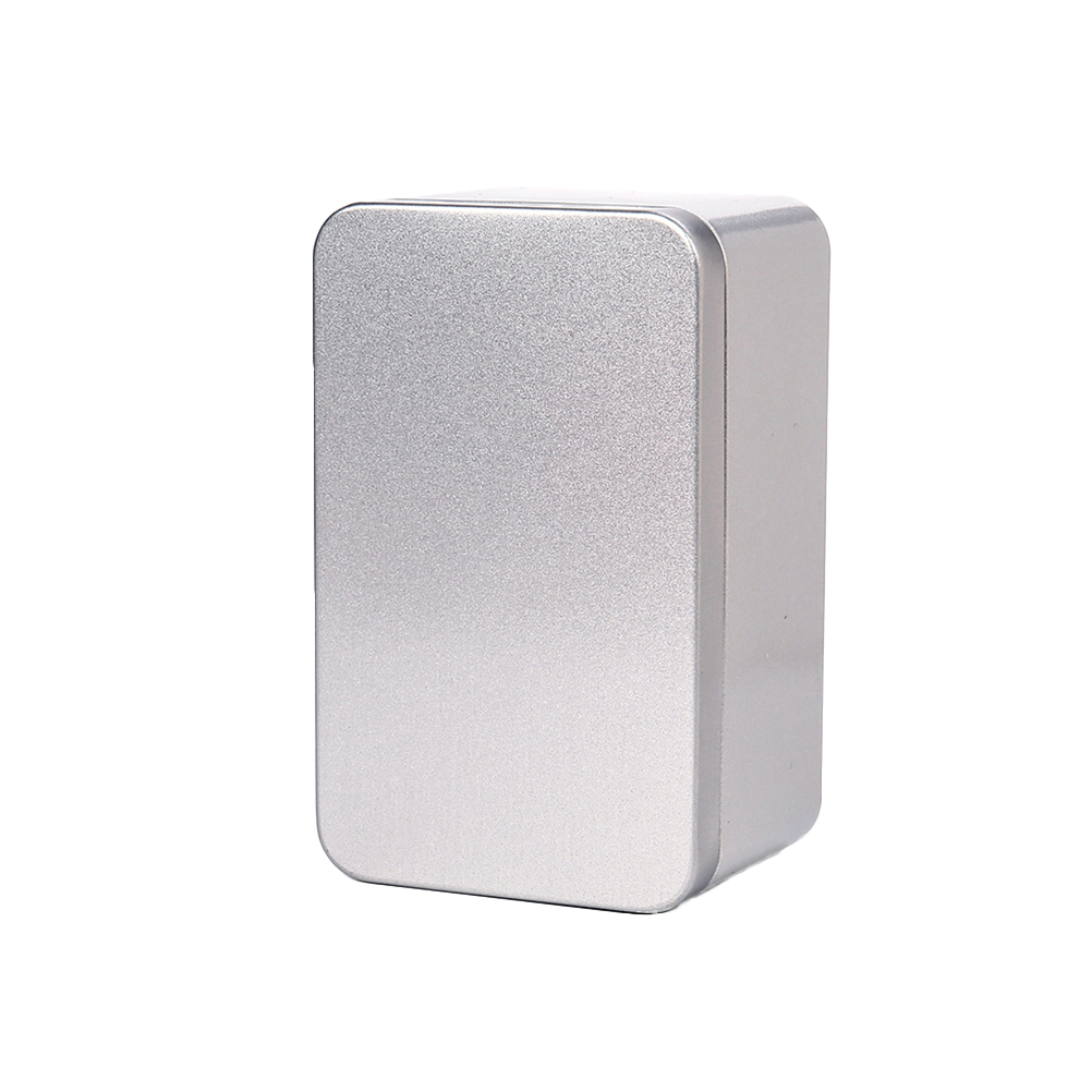 Rechthoekige Blikken Doos Mini Draagbare Thee Blad Opslag Container Snoepjes Organizer Huis Opbergdoos-13x8x6 cm: Silver