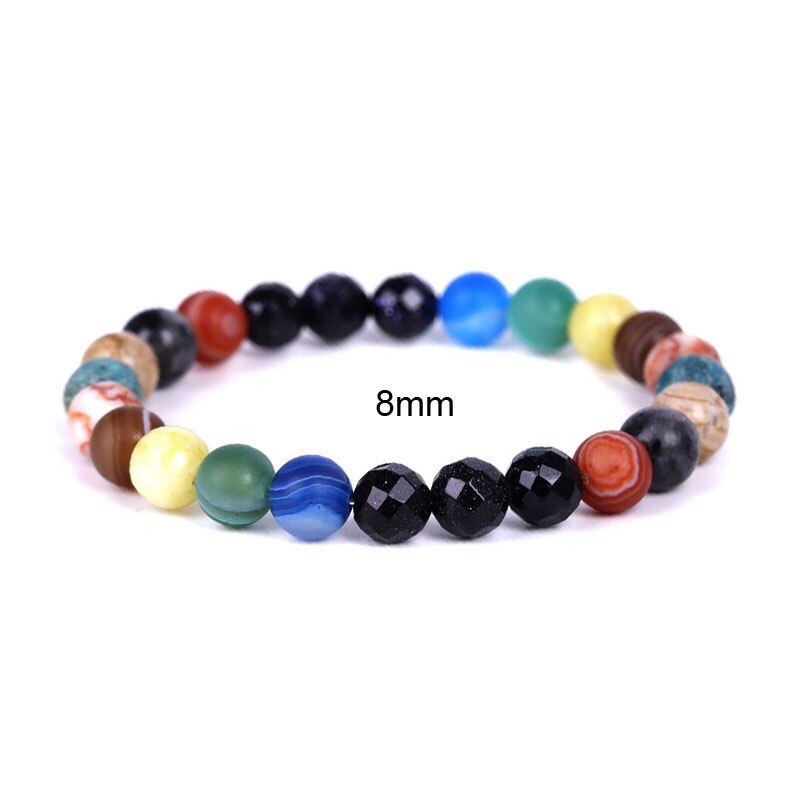 Pulsera con piedra Natural hecha a mano para hombre y mujer, brazalete con sistema Solar, Galaxia, universo, joyería MY99,: MIX 8mm / Man Size