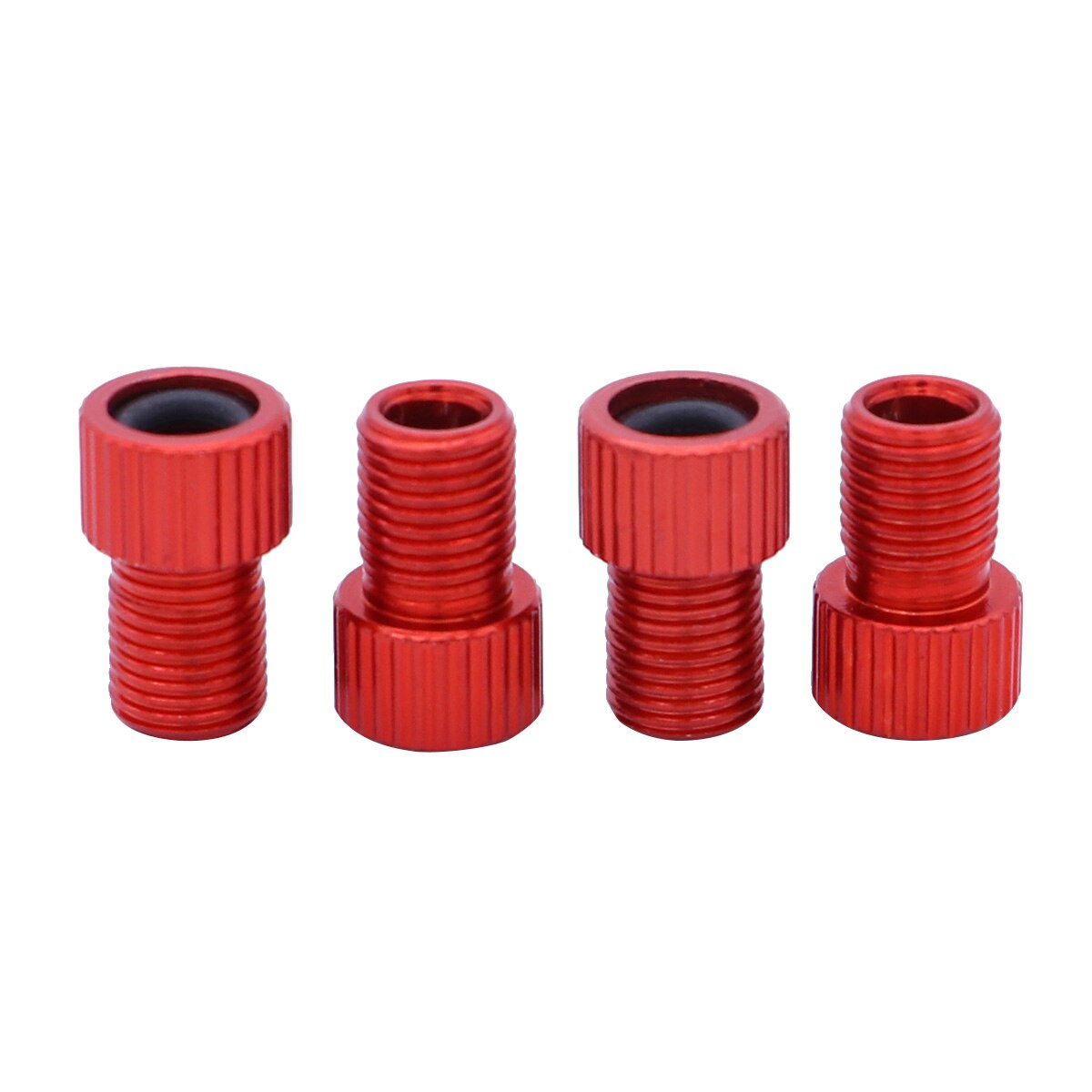 Set of 4 Bicycle Aluminum Presta to Schrader Valve Adapters Converters Mountain Bike Road Bike Air Compressor Repair Tools: Red