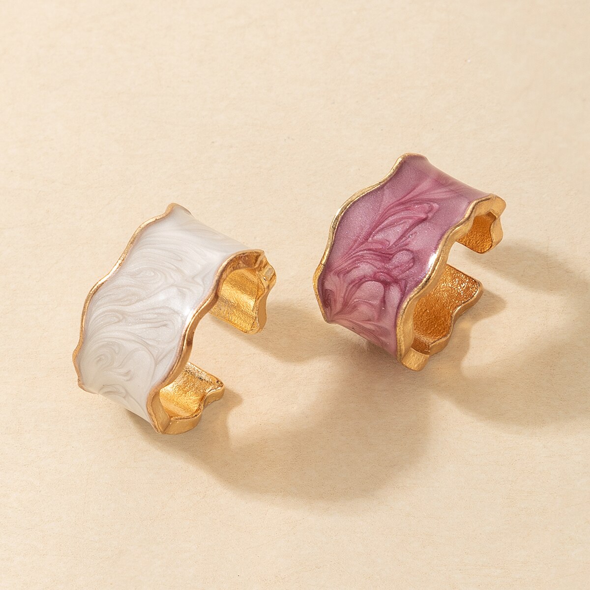 Docona Neue charmant Bunte Tropft Öl Offenen Kunckle Ring einstellen für Frauen eins Einfache Wasser Welligkeit Ringe Partei Schmuck 17540