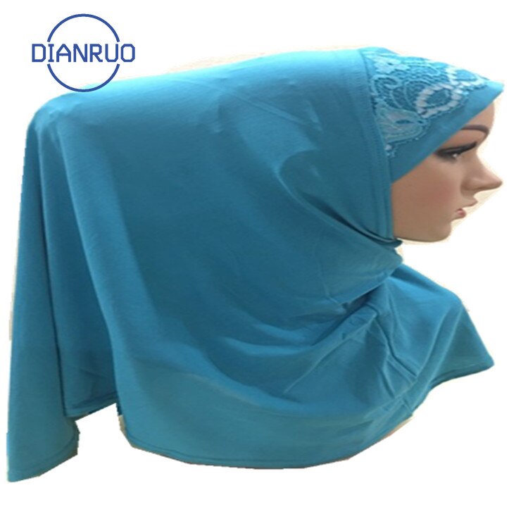 DIANRUO 60X60CM Women Decorative Lace Scarf turban Solid Shawls Pleated Headband Hijab Muslim Wraps Scarves scarf N405