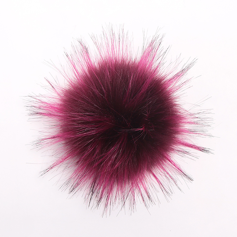 Pompons artificiels 10cm pour chapeau et bonnet d'hiver | Avec bouton en fourrure de raton laveur, Pom Poms en boule pour femmes et enfants, fournitures de bonnets: VIOLET