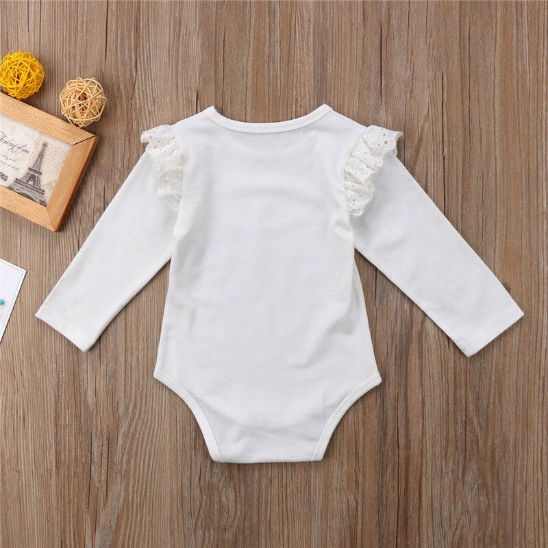 Neugeborenes Baby Mädchen Langarm Rüschen Einhorn Bodysuitoverall Nette Kleidung Kräuseln Outfits