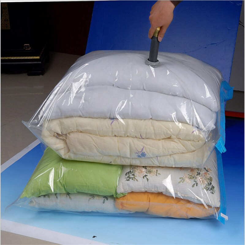 Bolsa de armazenamento a vácuo para organização de casa, saco organizador de roupas selado, transparente, dobrável com bordas para armazenamento de espaço em viagens, economiza espaço