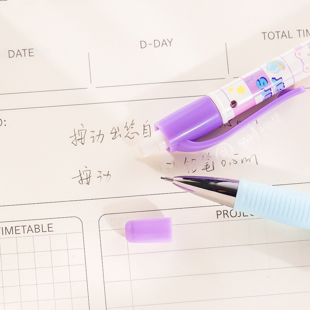 Kawaii Cartoon Mechanical Pencil Set With Lead Refill Cute Pencils With Eraser School Office Writing Supplies Stationery