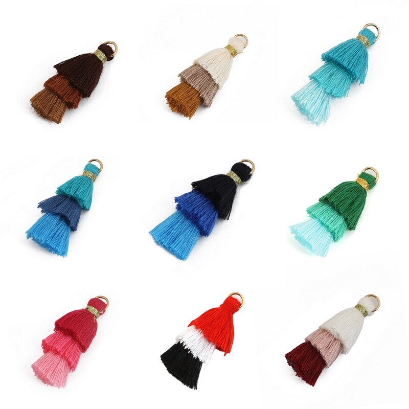 Nieuwste 3 lagen polyester katoenen kwastjes bedels voor oorbellen ketting sieraden doe-het-zelf bevindingen maken rugzak decoratie