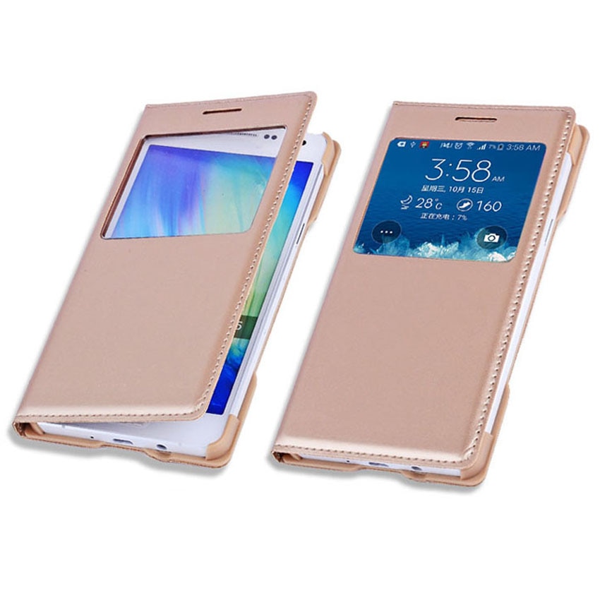 Funda de teléfono de cuero con tapa inteligente Asuwish para Samsung Galaxy A5 A 5 7 A7 A52015 SM A500 A500F A700 A700F SM-A500F View