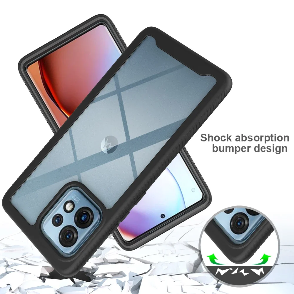 Stötsäkert tpu/pc-skal till motorola moto edge plus edge+ telefonbaksida hybridskyddande skal 2 -i- 1 hållbart fodral
