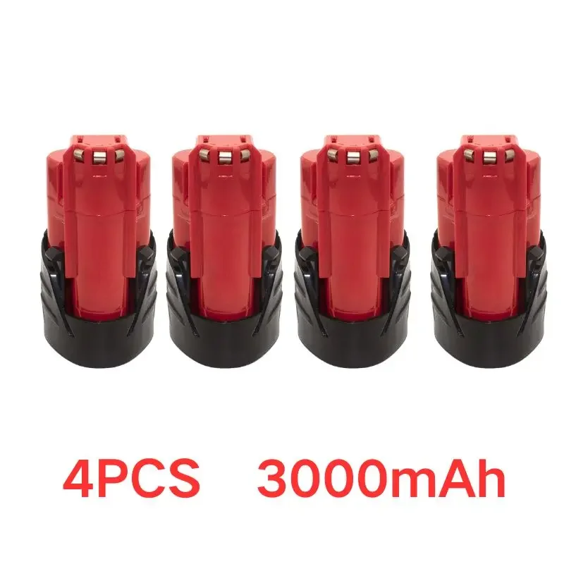 10- pack 3000 mah för milwaukee  m12 laddningsbara batterier för 12v sladdlösa verktyg 48-11-2402 48-11-2411 48-11-2401 mil -12a- li: Guld-