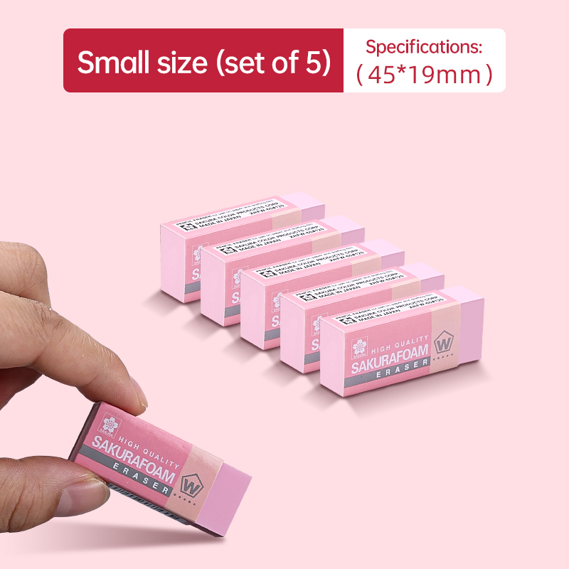 5 stk. sakura skumviskelæder, skitsetegning, kunstviskelæder, ultrarent, elevviskelæder, skoleartikler, leverandør: Blomme