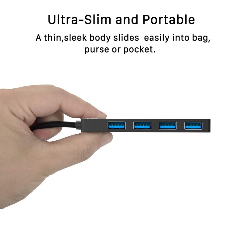 -BYEASY UH-109D USB Hub USB C Hub to USB 3.0 Hub with 4 Ports and 2 Ft Extended Cable Ultra Slim Portable USB Splitter