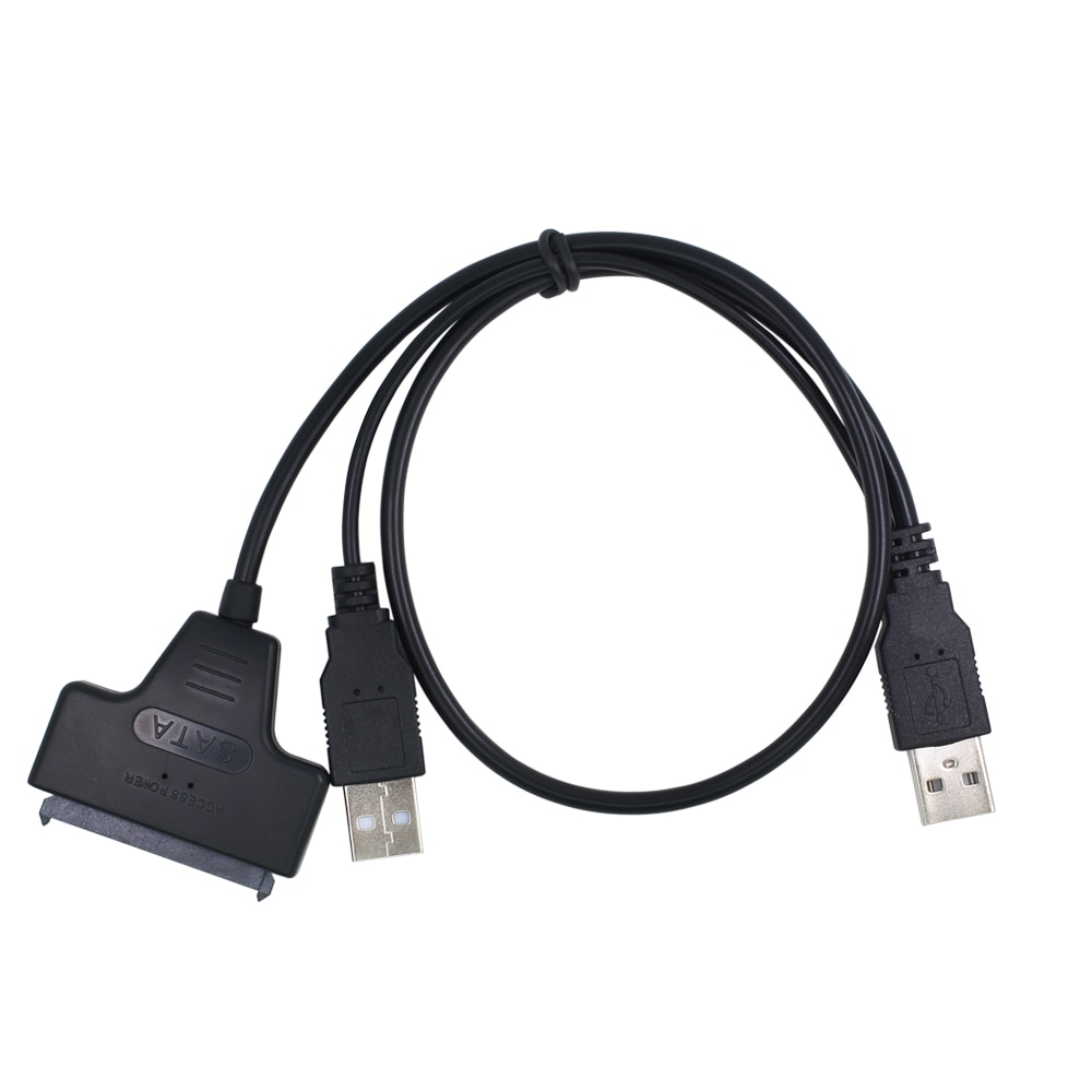 Extern hårddisk omvandlare usb 2.0 to 22 stift sata adapterkabel med extra usb strömkabel för 2.5 tum sata laptop hdd ssd