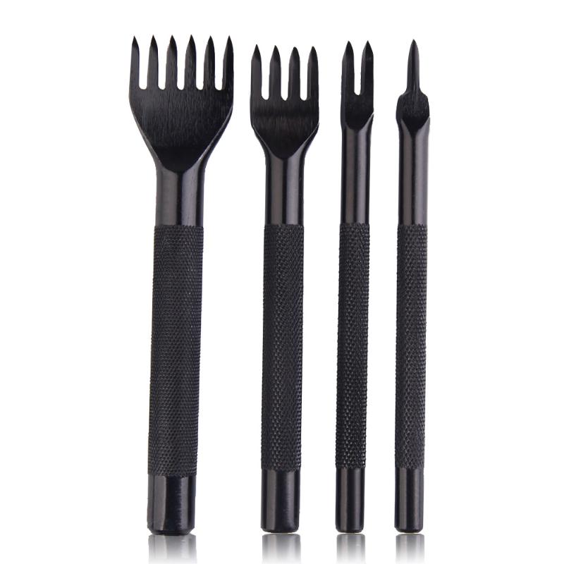 Perforadores de acero para cuero, herramientas de artesanía de 1, 2, 4, 6 puntas, cincel de punta de diamante, 3/4/5/6mm