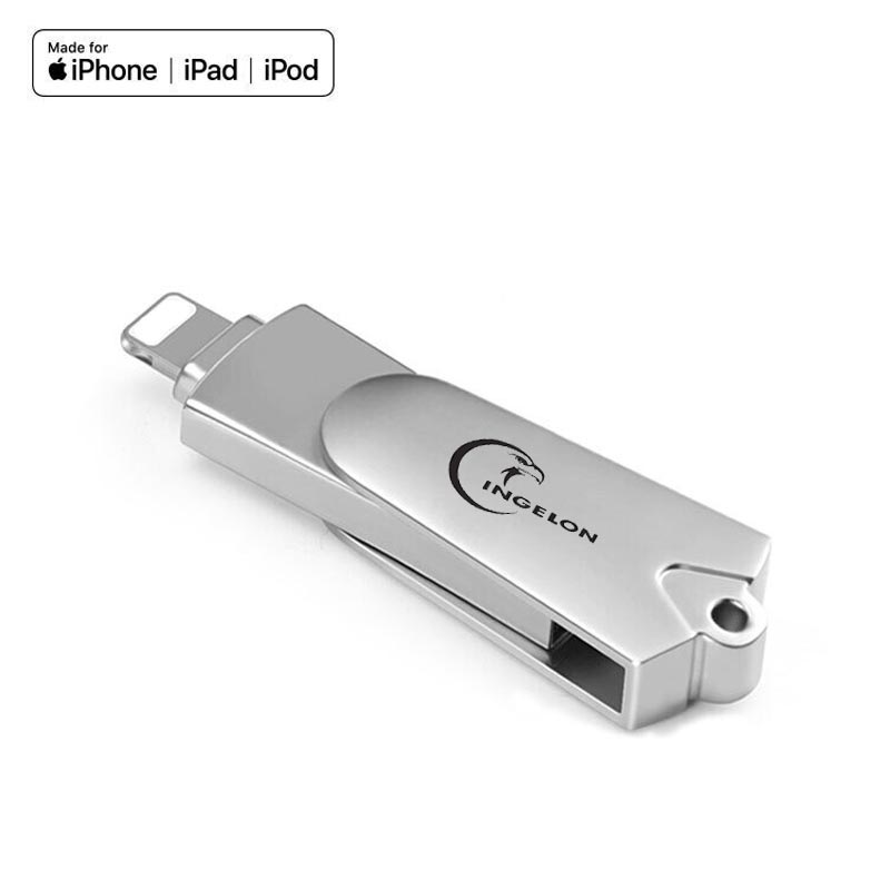 Ingelon – lecteur de carte mémoire Micro SD en métal, 2 en 1, pivotant, pour iPhone X/8/7/7 Plus/6/6s/5/SE/ipad