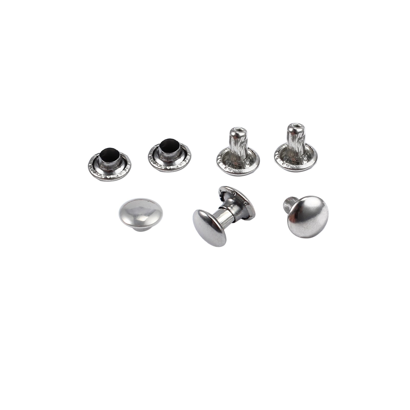 Proster 300 paires de Rivets tubulaires | En argent deux pièces Double capuchon, cuir Punk artisanat réparation 6/8/10mm pointes pour cuir en papier rivets
