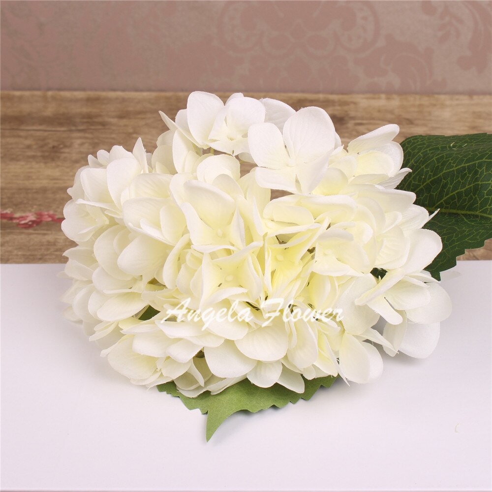 Hei -q 1 stk 46cm kunstige blomster hortensia blomster 7 farger hjemmedekorasjoner for bryllupsfest fotografering: Hvit