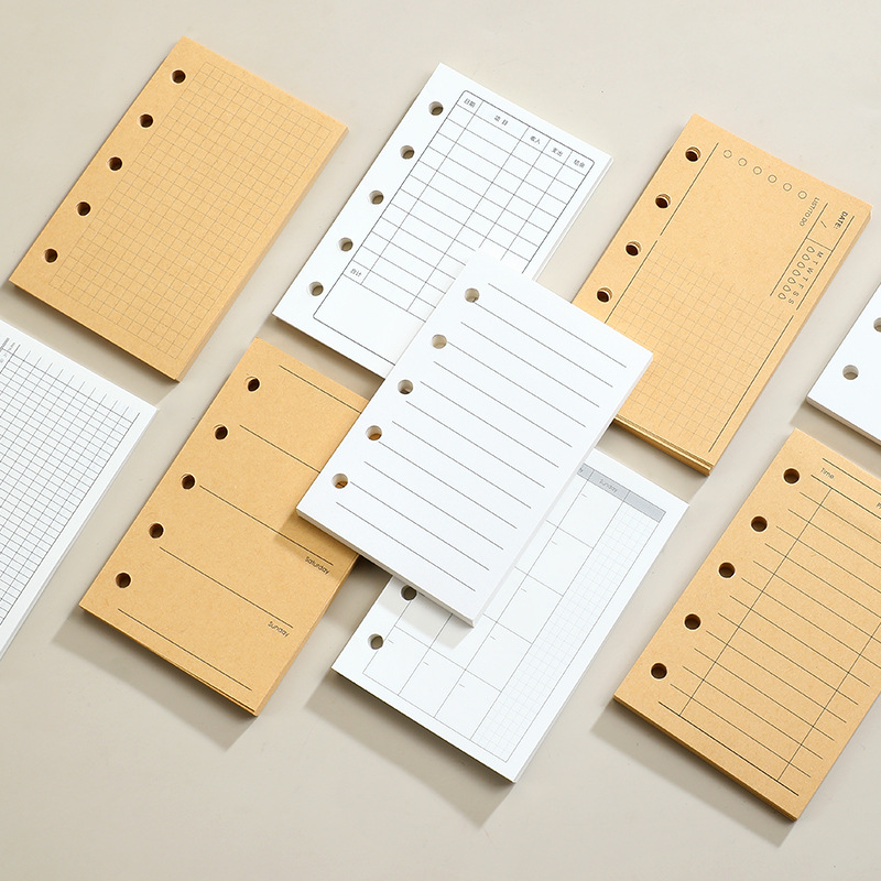 M5 løse ark notatbok refill spiralperm innvendig side rutenett blank linje dagbok agenda planlegger skoleartikler