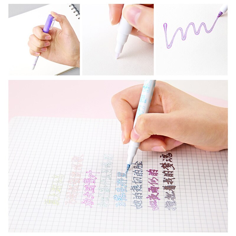 8Pcs/Set Double Liner Outline Drawing Pens Pen Writing Stationery DC120