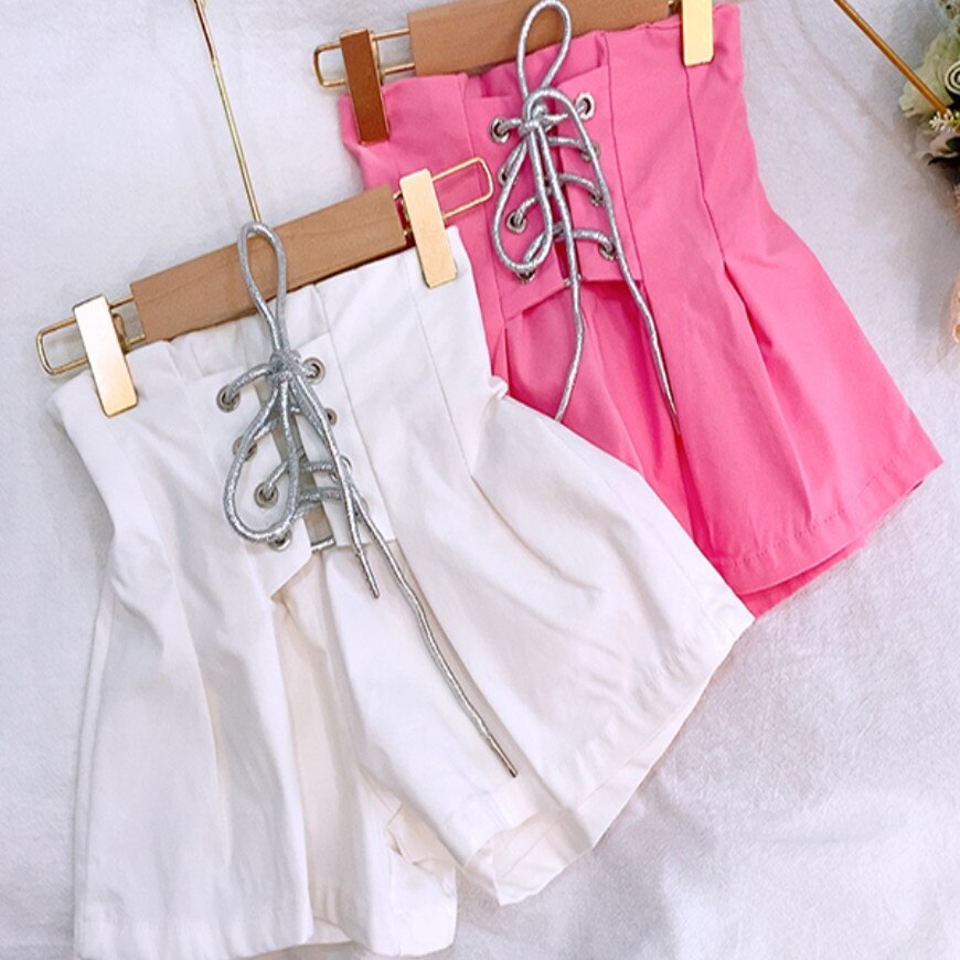 Sommer piger baby snøre shorts børn underdele børn brede ben lanterne shorts høj talje