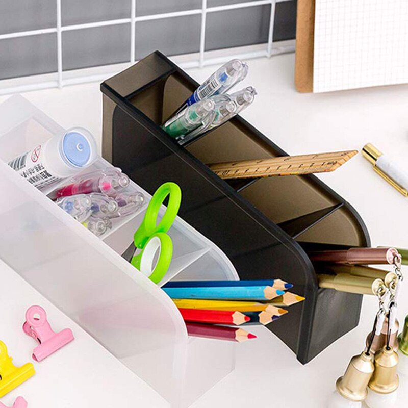 5 Pcs Bureau Organizer- Pen Organisator Opslag Voor Kantoor, School, Thuis Leveringen, doorschijnende Witte Pen Opslag Houder, Set Van 3, 2
