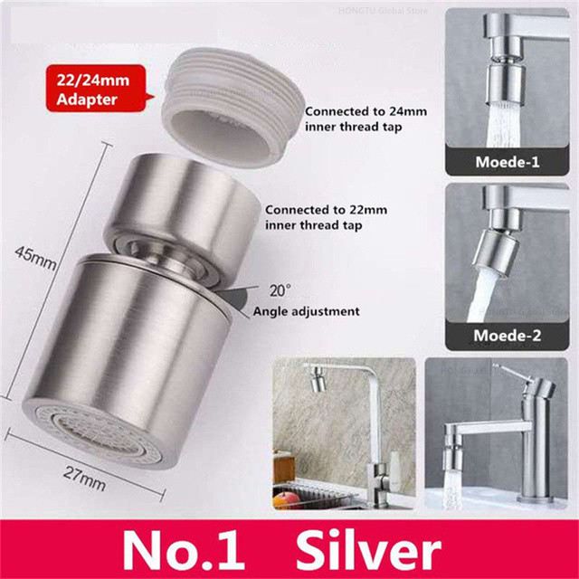 360 ° rotatable kitchen faucet spray head filter sink splashproof adapter 2 mode adjustable kitchen sink faucet aerator: Red