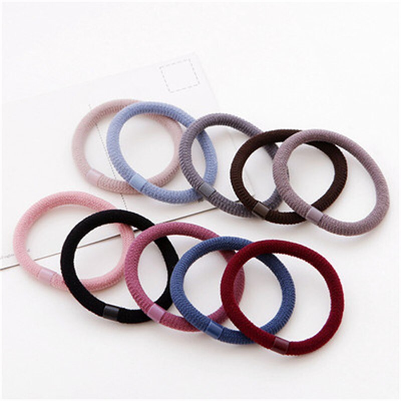 Juego de 6 unids/set de gomas elásticas para el pelo para niña y mujer, coleteros de nailon de Color sólido, accesorios para el cabello, adornos