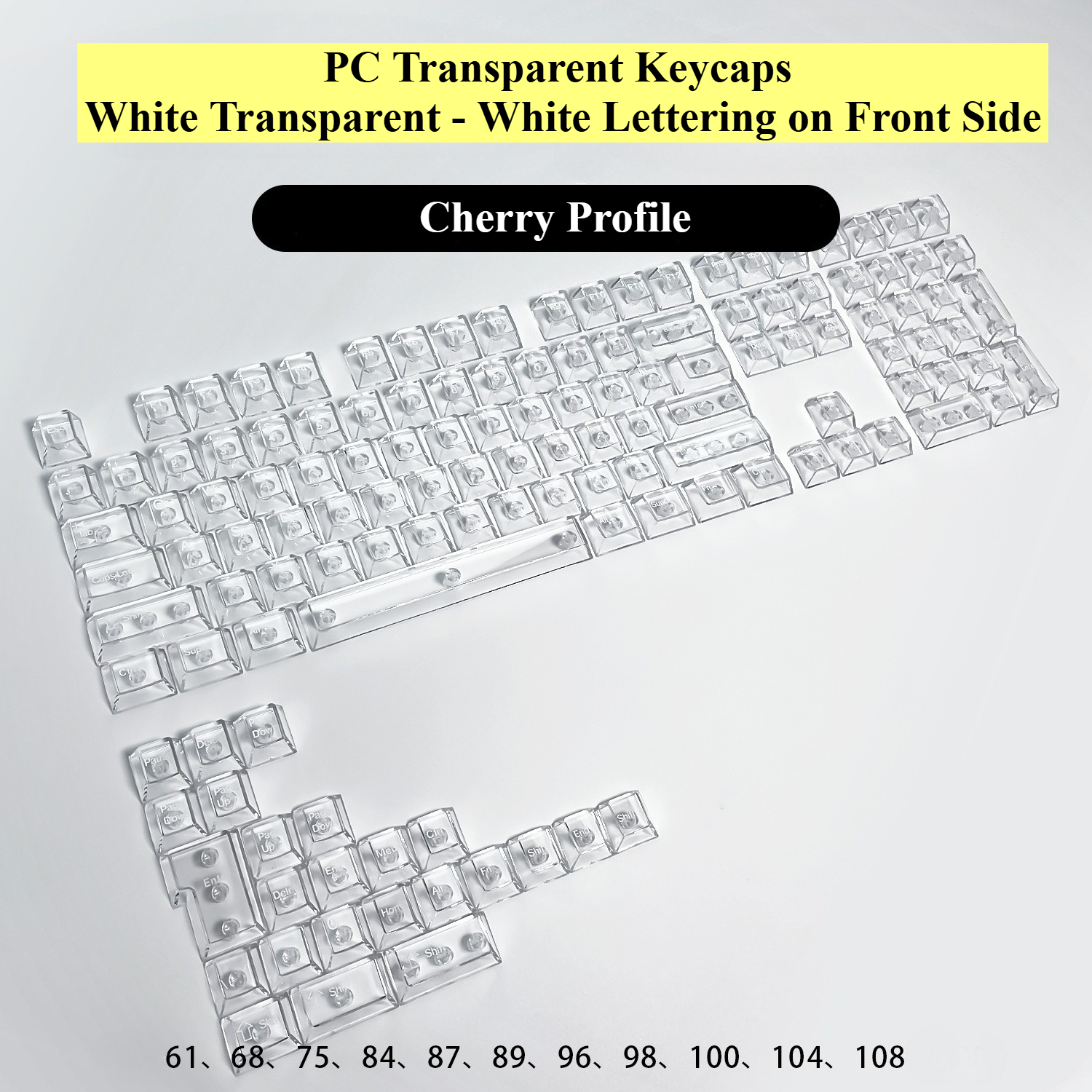 Fully Transparent Ice Cube Keycaps PC Transparent Cherry Profile Keycaps for Gaming Mechanical Keyboard Key Caps Custom Keyboard: Orange